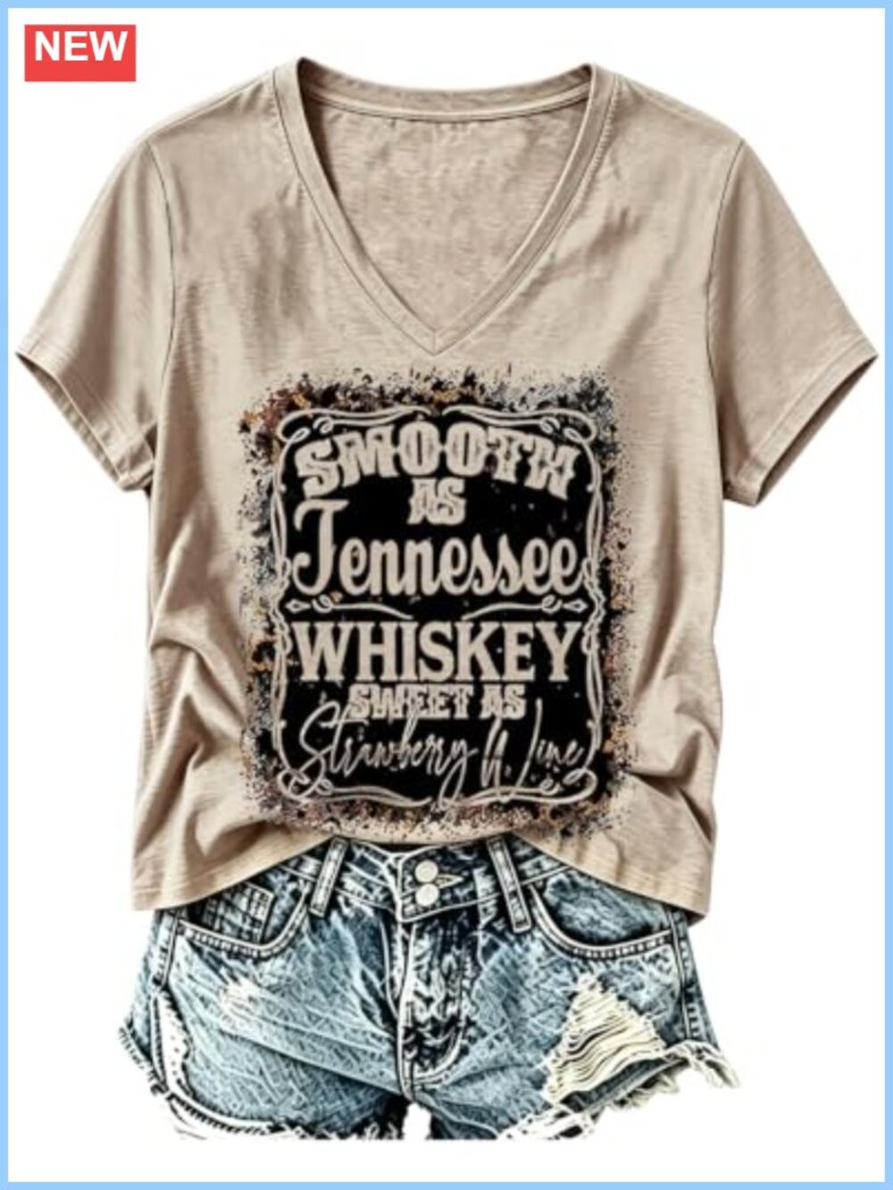 Country Concert Graphic Tee Vintage V Neck Short Sleeve Cowgirl Top